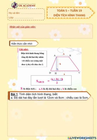 Toán 5 - Diện tích hình thang