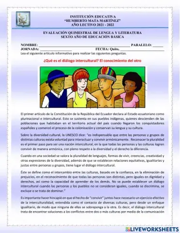 Evaluacion lengua y literatura