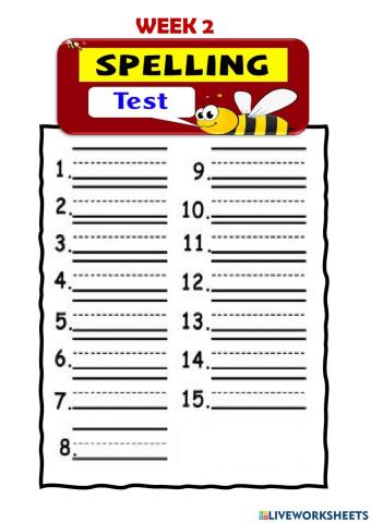 Spelling Test - Term 2 Week 2