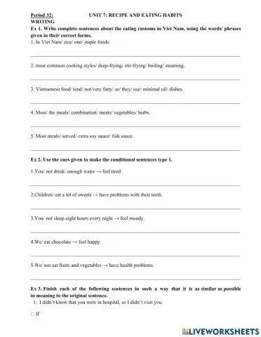 Period 32- recipe and eating habits