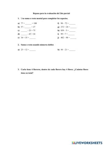 Repaso evaluación del 2do parcial Matemática