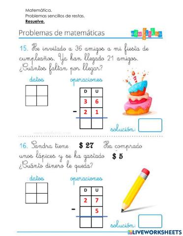 Problemas de resta