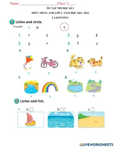 Ôn thi Học kì 1 Tieng Anh 2 NH 2021 2022