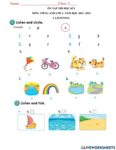 Ôn thi Học kì 1 Tieng Anh 2 NH 2021 2022