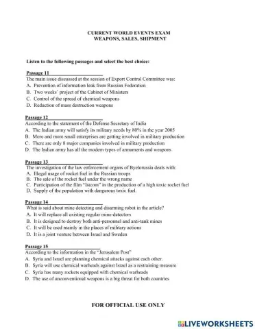 CWE -Weapons and Sales-- test