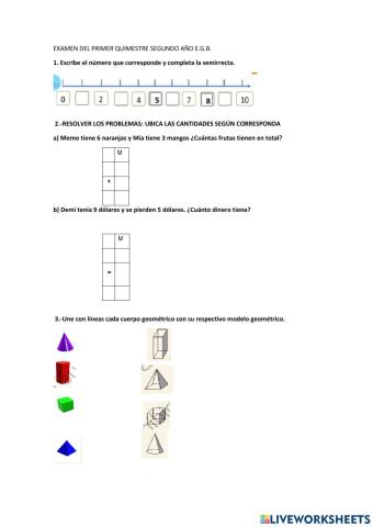 Examen del primer quimestre 2do egb