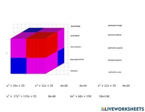 Expresiones algebraicas para un prisma