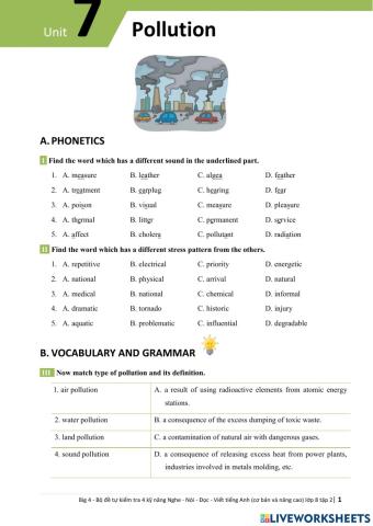 English 8 Big4 Unit 7 - Vocabulary and Grammar