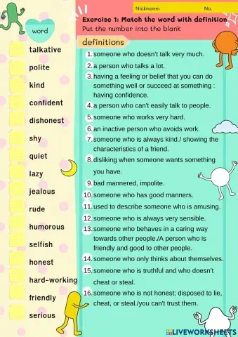 Practice 1: Match the word with definition