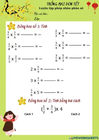 Luyện tập phép nhân phân số