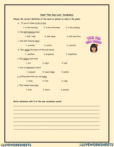 Count that day lost vocabulary