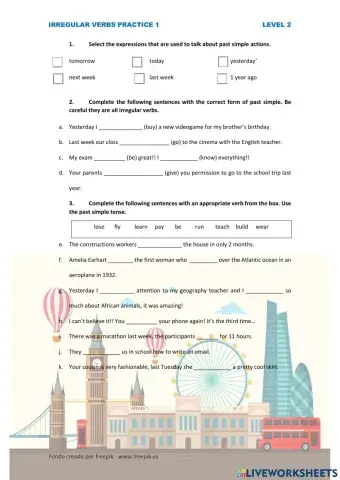 Irregular verbs practice