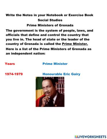 Prime ministers of Grenada