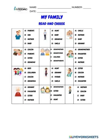 Family members - multiple choice