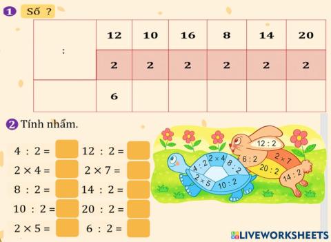 Luyện tập bảng chia 2