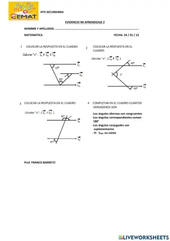 Ángulos en rectas paralelas