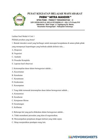 Latihan Modul 4 Unit 1