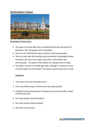 Buckingham Palace reading comprehension