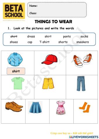 Topic - Things to wear