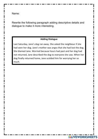 Composition- Adding Dialogue 'Lost Dog'