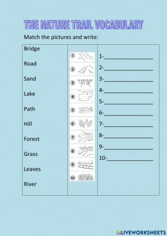 The nature trail vocabulary