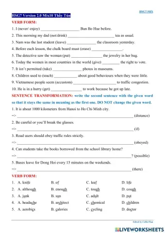 English practice test for grade 7
