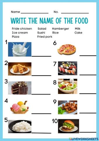 Name of the food.