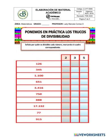 Criterios de divisibilidad 2 3 y 5