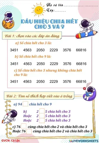 TOÁN - DẤU HIỆU CHIA HẾT CHO 3 VÀ 9