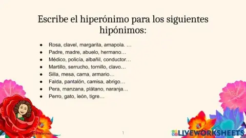 Hiperónimos e hipónimos