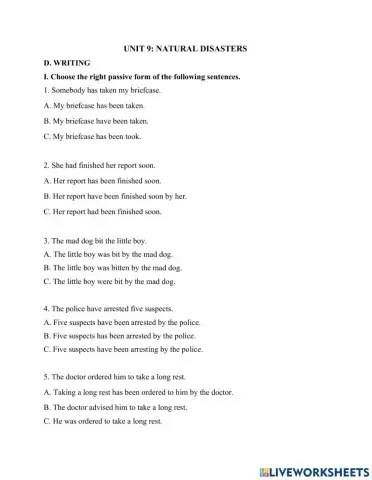 Unit 9: Natural Disasters