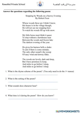 Poetry Worksheet