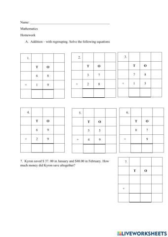 Math- Addition & Timetables