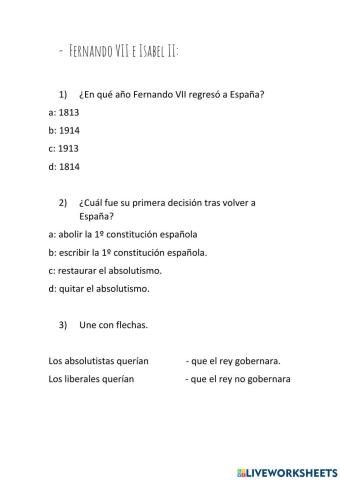 Fernando VII e Isabel II