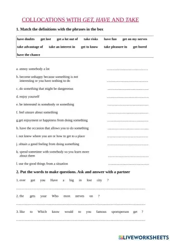 Collocations Get,Take,Have