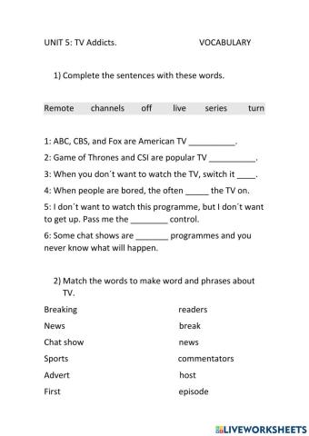TV Vocabulary