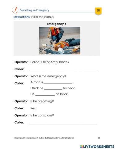 Emergency call - hurt back