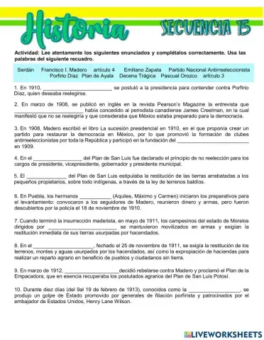 Secuencia 15 La Revolución Mexicana