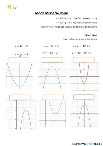 הזזות פרבולה ותחילת חקירה