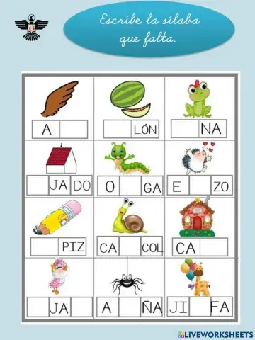 Escribe la sílaba que falta.