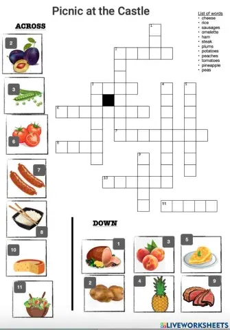 Crossword - picnic at the castle
