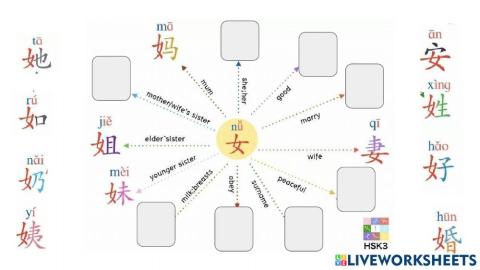 部首 女 之字 x 12