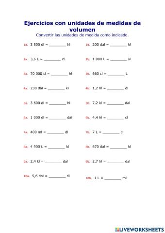 Conversión unidades capacidade