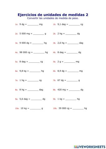 Conversión unidades masa