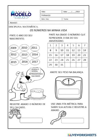 Números no nosso dia a dia.