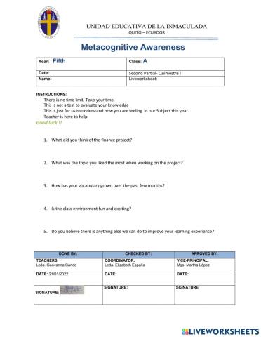 Metacognition 4th