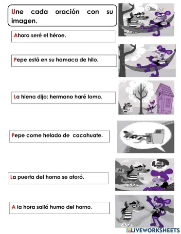 Unir oraciones con su dibujo