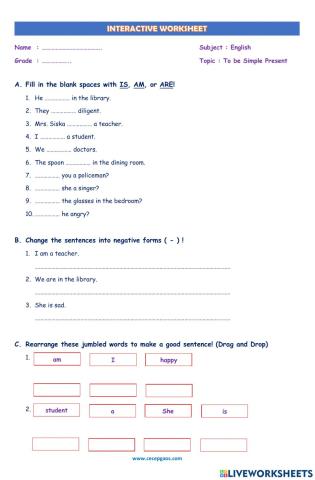 LKPD Interaktif Bahasa Inggris Tentang TO BE Simple Present