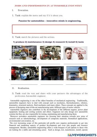 Jobs and Professions in Automobile Industry