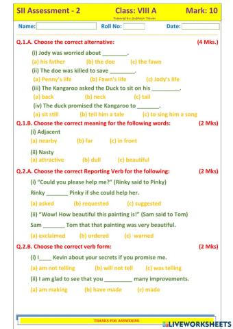 SII A-2 English VIII B1